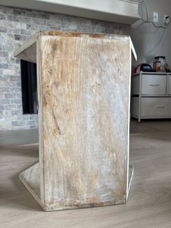 Rustic Whitewashed Wood Podium Stand
