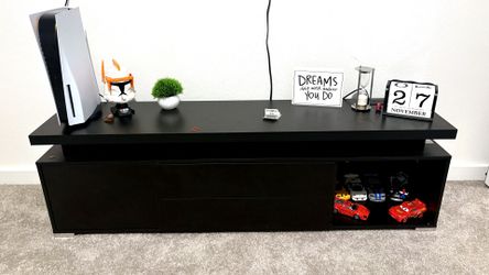 Modern Black TV Stand with LED Lights