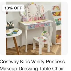 Kids Vanity Princess Makeup Dressing Table Set