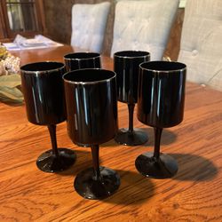 Vintage Lenox Venture Black Wine Glasses  