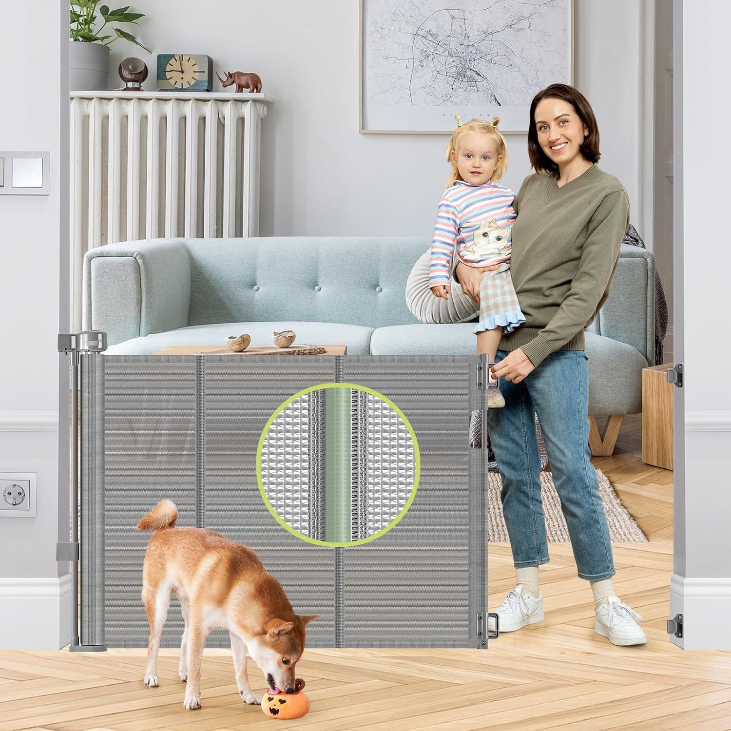 Pet Gate Expandable Baby Gate Mesh Retractable Baby Gate Pet