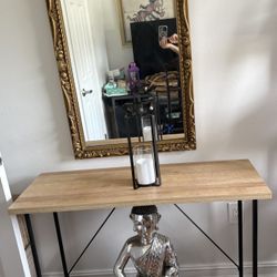 Wood and Metal Table.  L40. W15. H30   Inches 