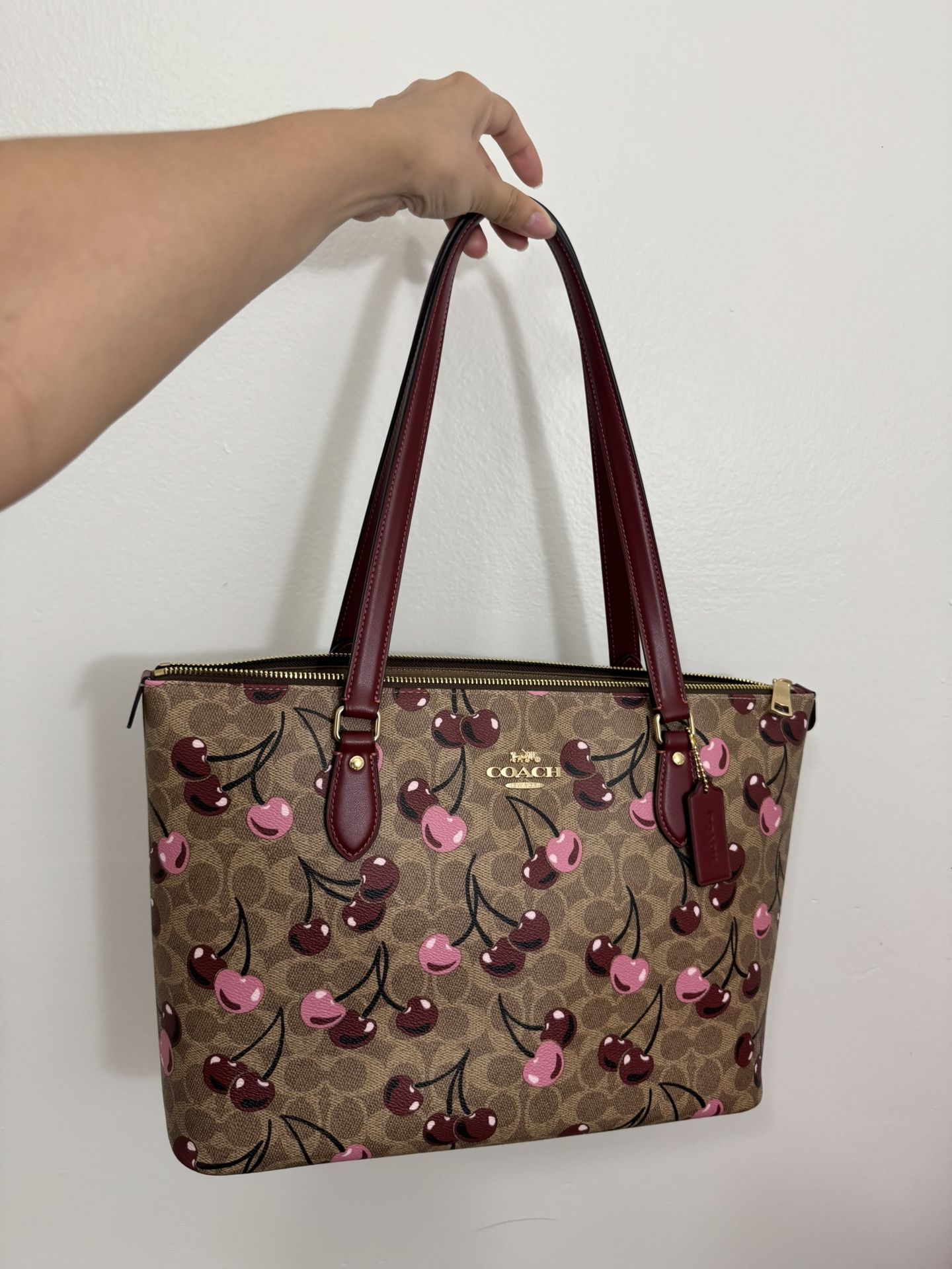 Coach tote bag purse with cherries cherry shoulder bag