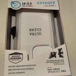 Pelican Voyager Series - iPhone 14 Pro Case 6.1" [Compatible with MagSafe] [Anti-Yellow] Magnetic Charging Phone Case With Belt Clip Holster Kickstand