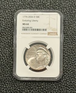 BRAND NEW NGC GRADED 2026 ENDURING LIBERTY HALF DOLLAR MS64