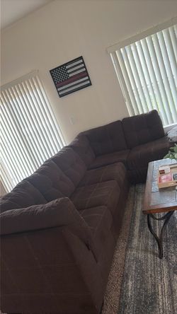 Brown soft material couch