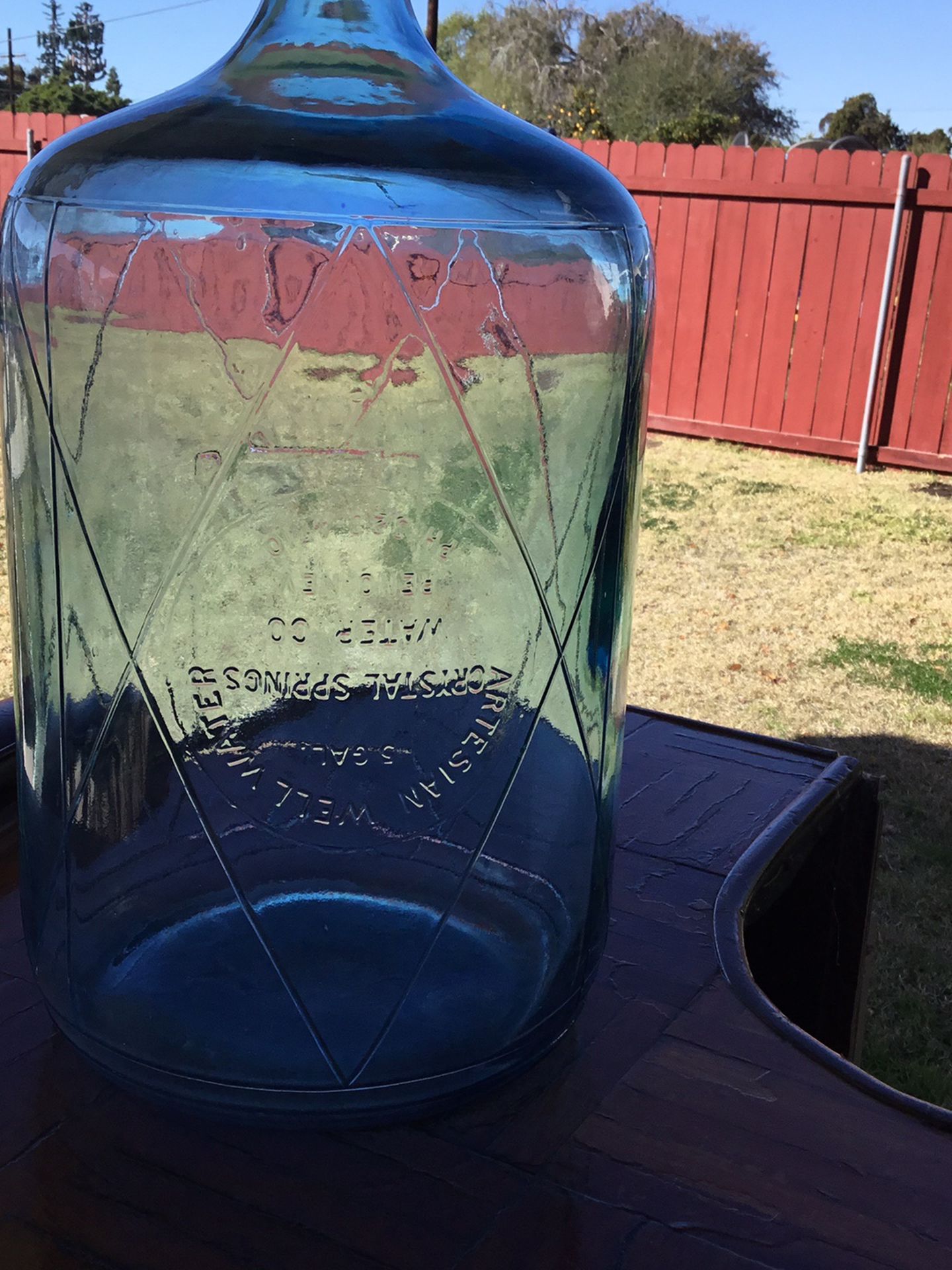 Vintage 5 Gallon Blue Tint Glass Water Bottle