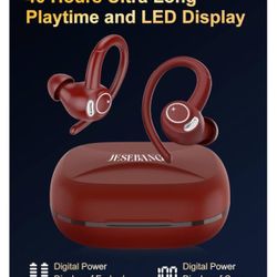 New Red Wireless Earbuds Sports Gift 