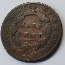 1835 Half Cent Penny Coin U.S Classic Head Copper