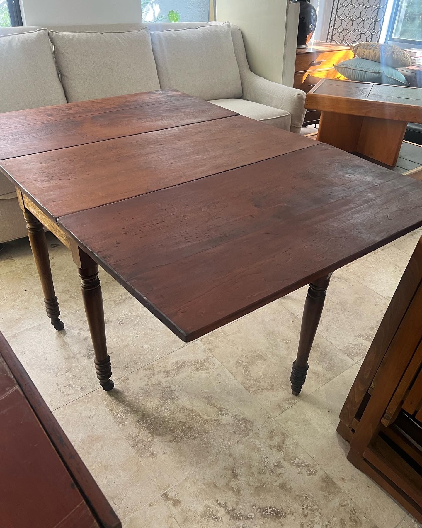 Antique Drop Leaf Gate Leg Table, Mid Century Style