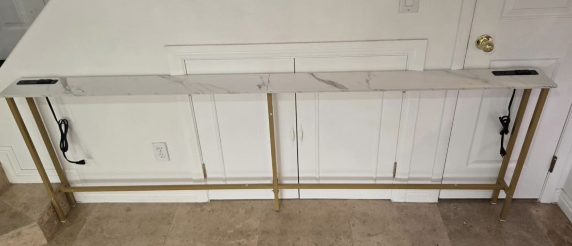 Brand New 70" Console Table With Charging Station & Plug Ins