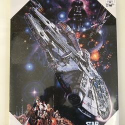 Star Wars Millennium Falcon Framed Canvas Art Darth Vader Luke Skywalker Han Solo