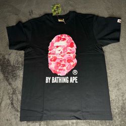Pink n black bape tee size L