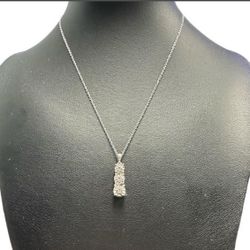 925 Sterling Silver and Three Diamond Necklace