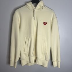 Comme Des Garçons CDG Play Heart Logo Hoodie Mens Large Cream Japan