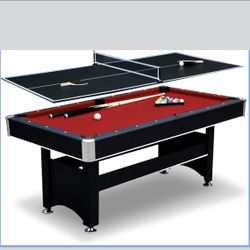NEW in Box—6 Ft Pool Table, w/ Ping Pong Multi Game Combo Tables