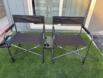 Folding Director Chairs with Side Tables – Set of 2