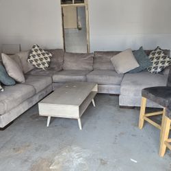 Large Gray Living Room Couch Set