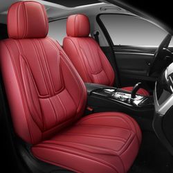 BLINGBEAR *2 Front* Car Seat Covers Universal PU Leather Red Wine Color