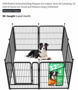 Rollick Unleashed Dog Playpen for Indoor, Yard, RV Camping, 32 inch 8 Panels