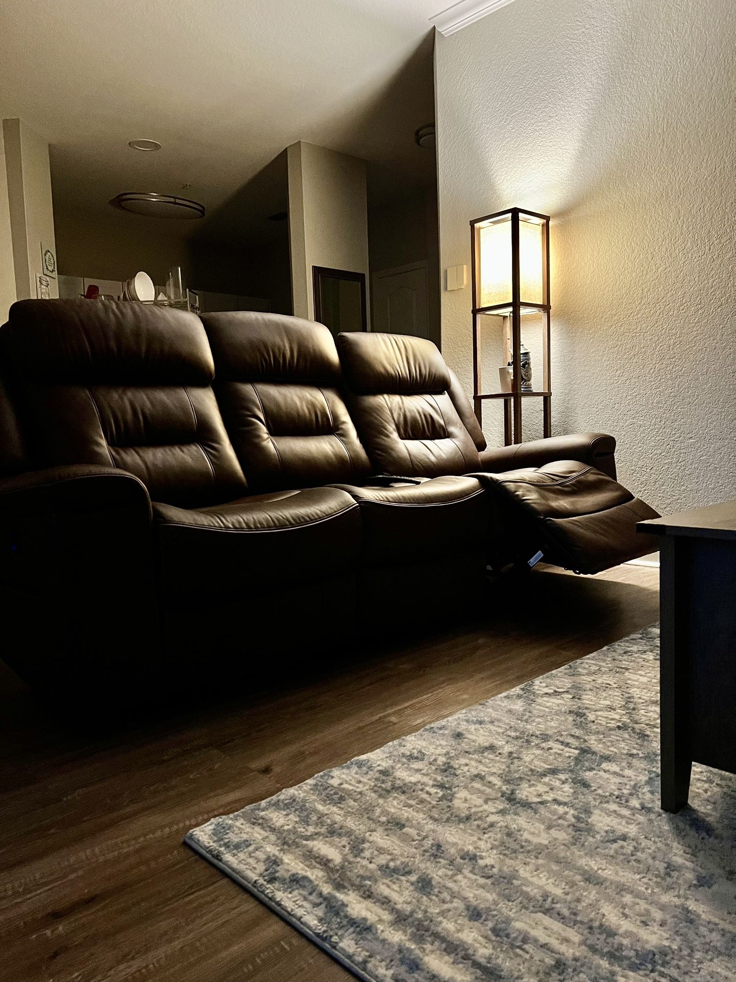 Brown faux leather recliner couch