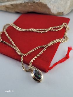 10K Yellow Gold Rope Chain and Mystic Pendant!/ Collar de Oro con 1 Dije Topacio Místico y CZ! 👌🎁Post Tags: 10k 14k