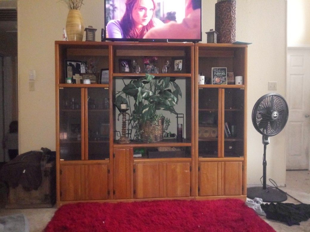 Solid Wood Entertainment Center ($75.00 OBO) TODAY NEED GONE TODAY