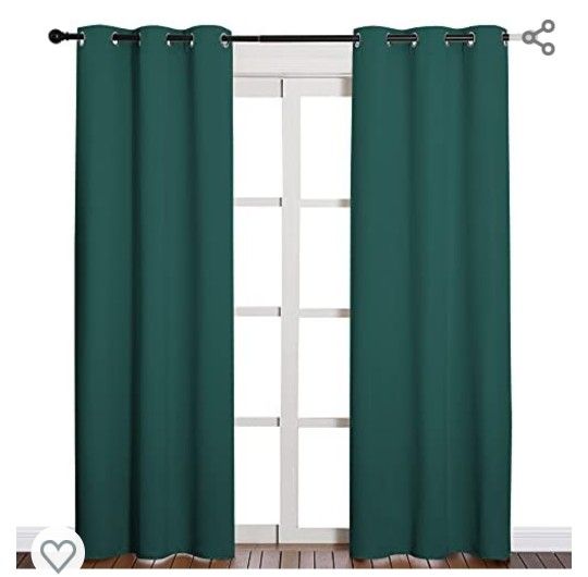NICETOWN Thermal Insulated Solid Grommet Blackout Curtains/Drape for Living Room (Hunter Green, 1 Pair, 42 by 84-Inch)