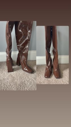 Brown   Below the knee leather boots