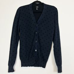 H&M Navy Blue Polka Dot Button-Up Cardigan Sweater Men’s S