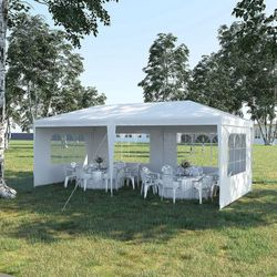 10'x20' Outdoor Party Tent, Large Wedding Birthday Tents for Parties, White Canopy Tent with 6 Removable Sidewalls