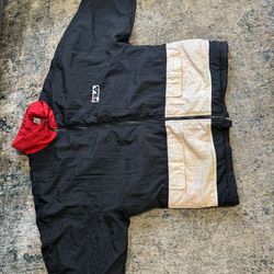 Vintage 1990’s Rare Fila 100% Nylon  Jacket Rn # 91175 Black And White Size L
