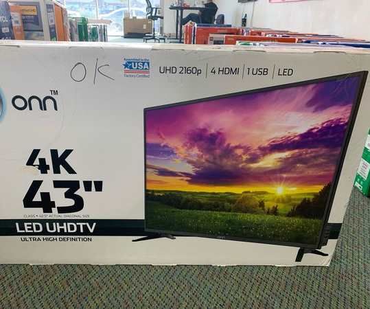 Brand New ONN 43” 4K UHD TV! W/ warranty. Open box GDWZ