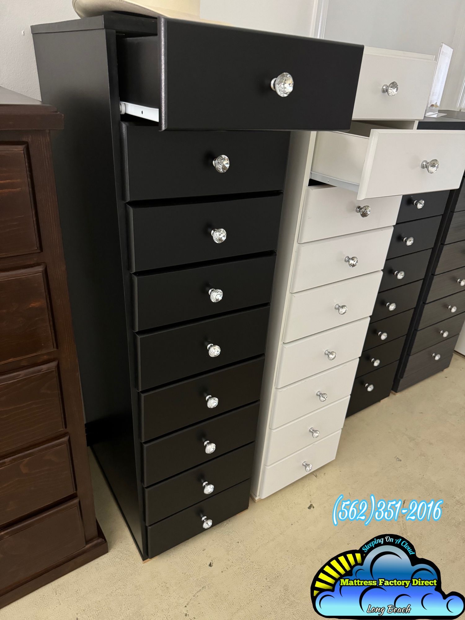 standing dresser Mid-Century 9-Drawer Extra Large Dresser Light Brown (Set of 3)