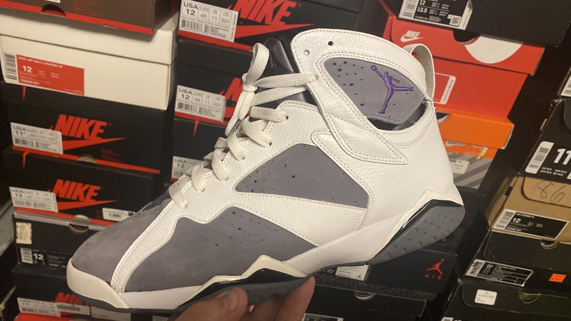 Nike Air Jordan 7 Retro White Varsity Purple Flint Grey Size 12