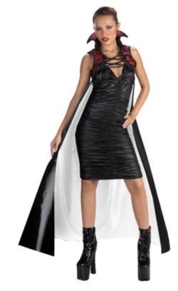 Red Black Wet Look Long Gothic Cape