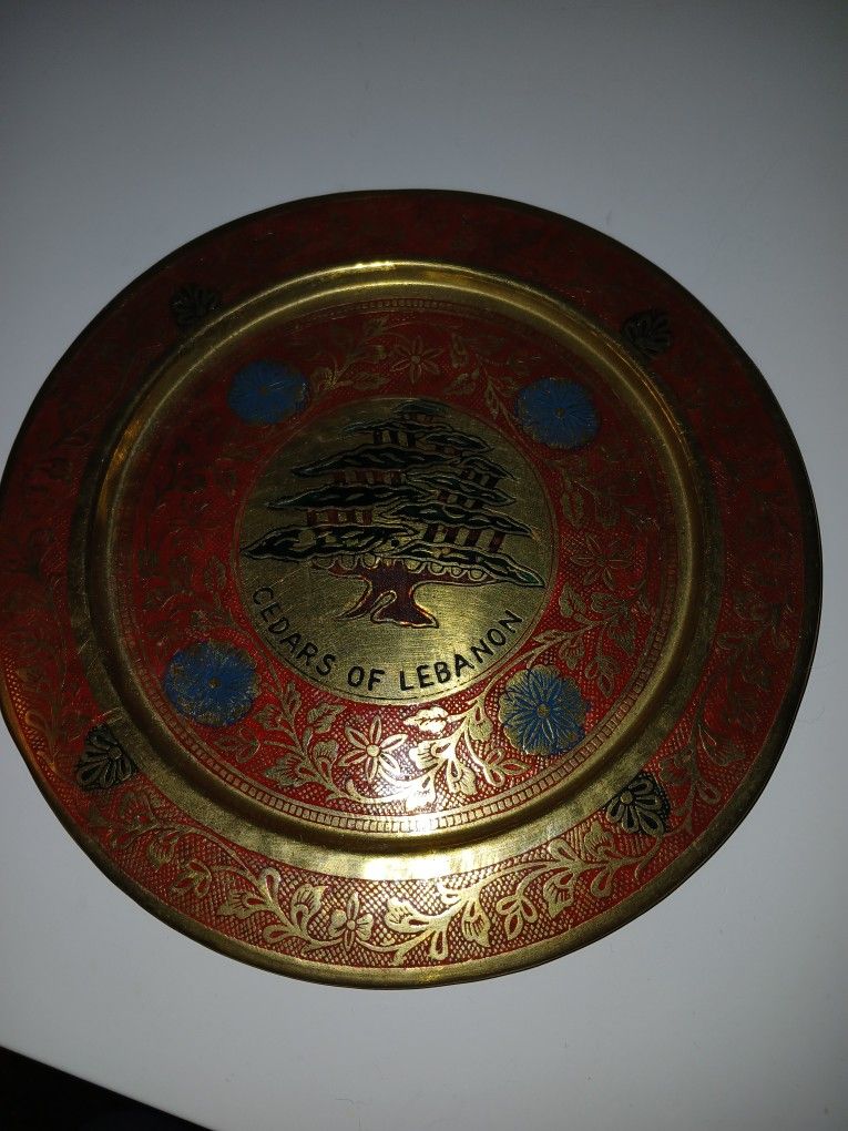Cedar Of Lebanon Brass Trinket Tray