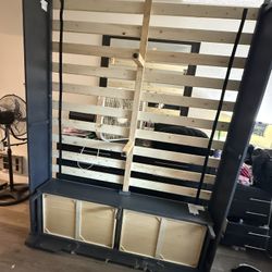 Wood Bed With Big Headboard 