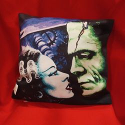 Frankenstein And Bride Throw Pillow