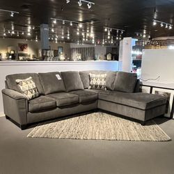 Grey 2pc Chaise Sectional Couch