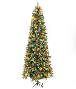 8 ft Pre-Lit Artificial Christmas Tree, PVC and Pine
