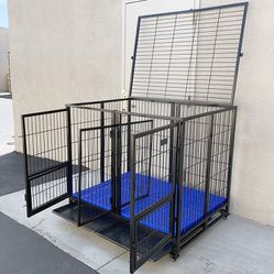 BRAND NEW $280 Large 49” Heavy-Duty Folding Dog Crate 49x38x43” Double-Door Cage Kennel w/ Divider