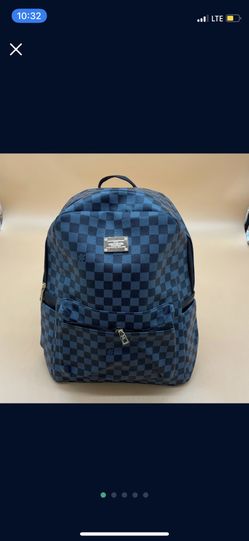Black L V Checkered Backpack 