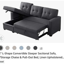Gray Sectional / L Shaped Sofa With Storage