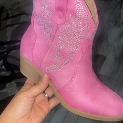 Pink Ankle Cowgirl Boots  (FASHION NOVA)