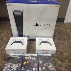 Brand New PS5 Console Disc Version 3 Game + 2 Controller Bundle 