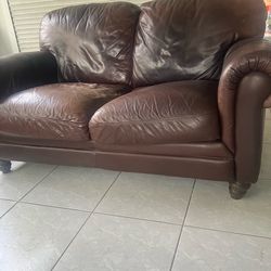 Leather loveseat purchase at bear furniture store.