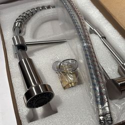 New Brushed Nickel Kitchen Faucet with Pull-Down Sprayer