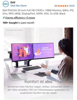 2 Dell P2422HE 24-Inch Full HD IPS Monitor AND MORE PACKAGE