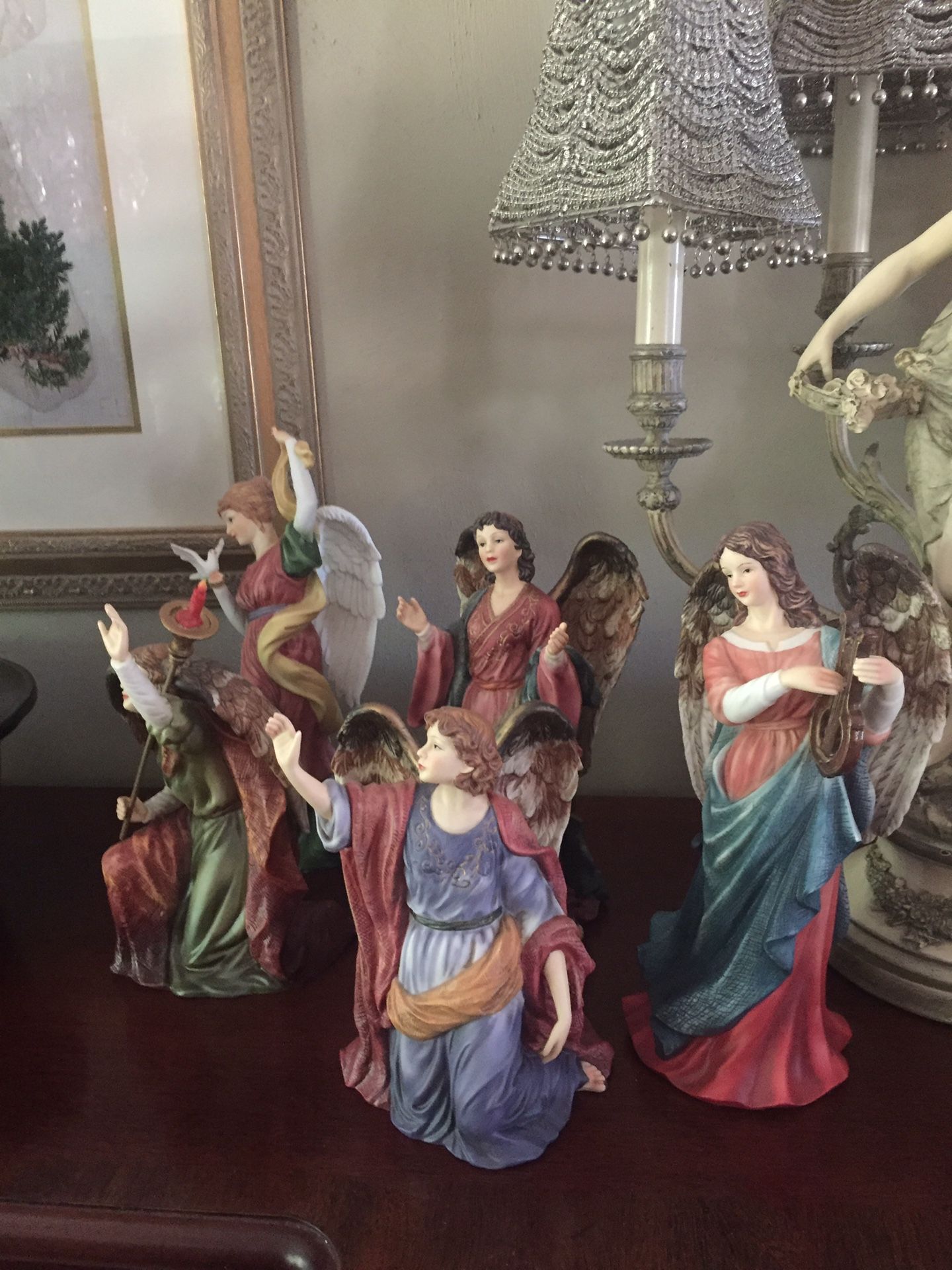 Hand painted set of Porcelain angels
